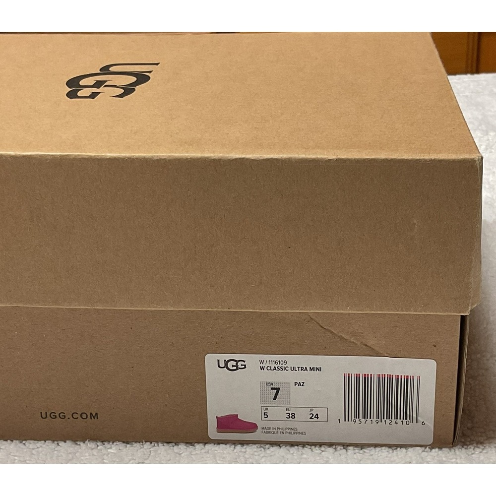 NIB 100% Authentic UGG Classic Ultra Mini Wmns Ankle Boots US 7 EU 38 Hot Pink - Picture 12 of 12